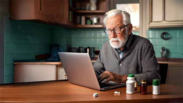 eldery male on telehealth call